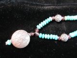 Sterling Silver Turquoise Bead Accent Vintage Necklace