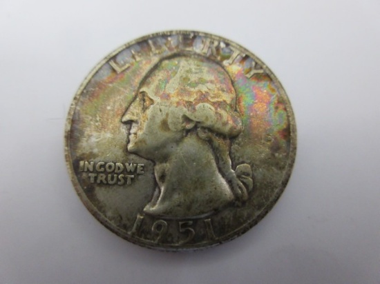 Nicely Toned Silver Quarter Dollar 1951