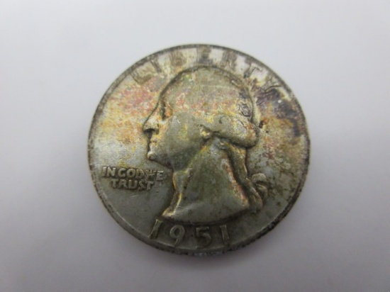 Nicely Toned Silver Quarter Dollar 1951