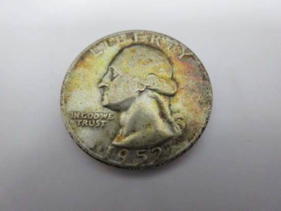 Nicely Toned Silver Quarter Dollar 1952