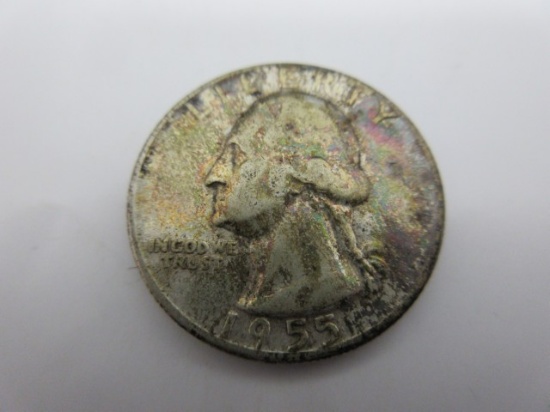 Nicely Toned Silver Quarter Dollar 1955