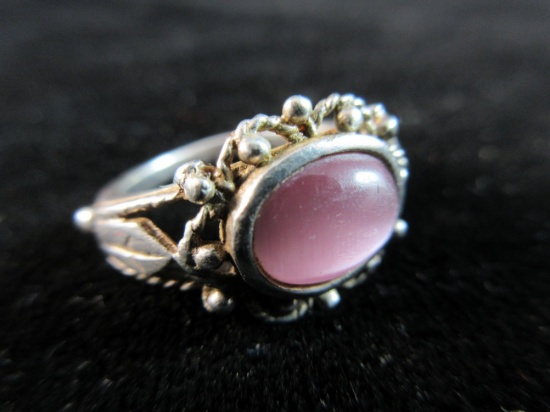 Vintage Pink Gemstone Sterling Silver Ring