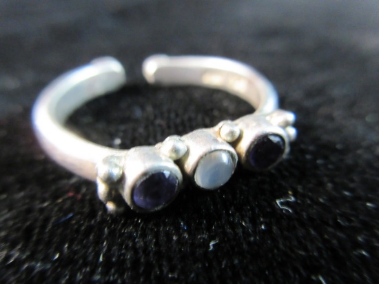 Vintage Sterling Silver Multi Gemstone Ring