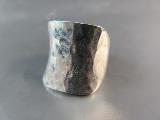 Heavy Solid Vintage Mexico Sterling Silver Hammered Style Ring
