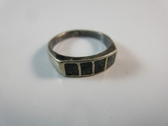 Vintage Sterling Silver Inlay Stone Ring