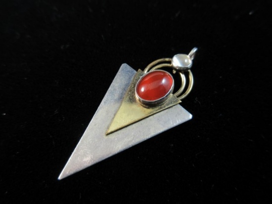 Artisan Gold and Silver Natural Stone Pendant