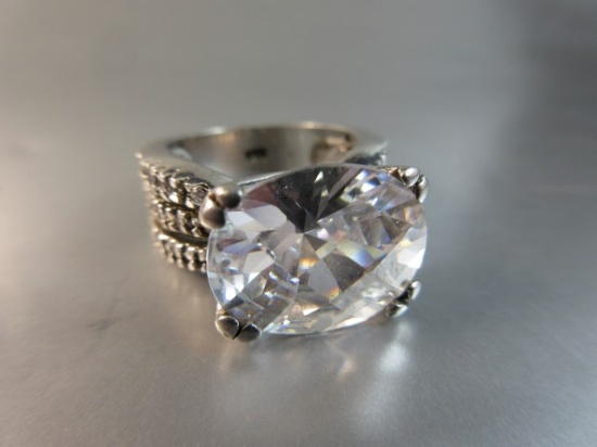 Sterling Silver Large CZ Stone Ring