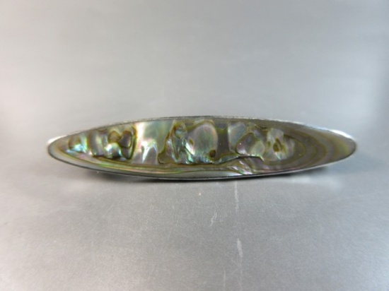 Antique Sterling Silver Abalone Inlay Bar Pin