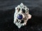 Blue Center Stone Vintage Ring. Missing a few Markasite See Photos