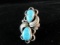 Old Pawn Native American Sterling Silver Signed LS Turquoise Stone  Ring