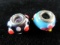 Lot of Two Sterling Silver Glass Charms