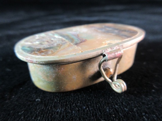 Vintage Alpaca Mex Silver Abalone Inlay Trinket Box