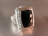 Designer Judith Rypka Sterling Silver Black Stone Ring
