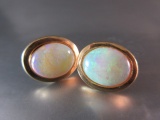 14K Yellow Gold Opal Accent Earrings