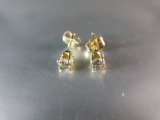 14k Yellow Gold Diamond Gemstone Earrings