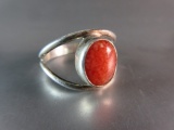 Sterling Silver Red Center Stone Ring