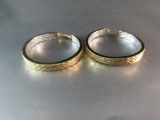 14K Yellow and White Gold 1” Hoop Earrings