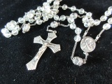 Vintage Crystal And Sterling Silver Rosary