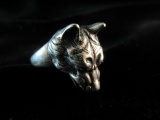 Vintage Wolf Themed $ Sterling Silver Ring
