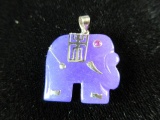 Purple Jade Stone Elephant Pendant