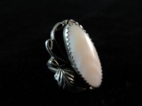 Vintage Native American Sterling Silver Mother Of Pearl Ring