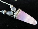 Sterling Silver Natural Stone Vintage Necklace Needs Minor Latch Repair
