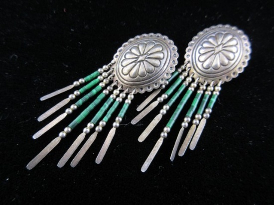 Vintage Sterling Silver Native American Dangle Earrings