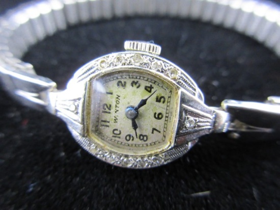 14K White Gold and Diamond Non Working Winton Ladies Watch