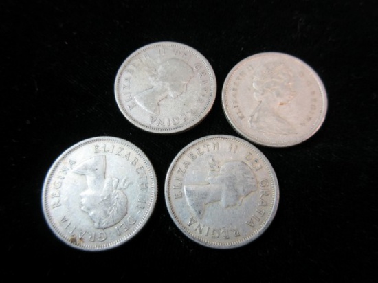 Lot of Four Silver Canada Quarter Dollars