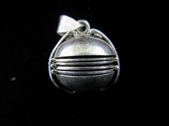 Vintage Photo Locket Ball Sterling Silver Pendant