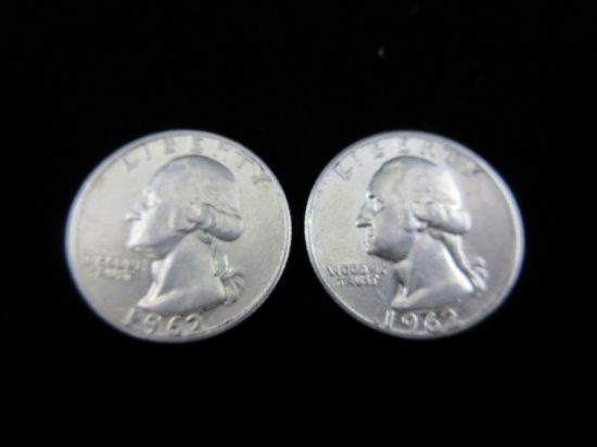 Lot of Two Silver Quarter Dollars 62D-62