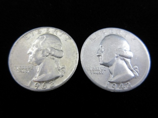 Lot of Two Silver Quarter Dollars 63D-42