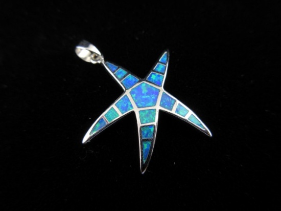 Opal Stone Sterling Silver Star Pendant