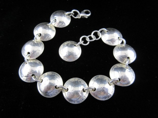 Very Nice Silver Dime 8” Bracelet.