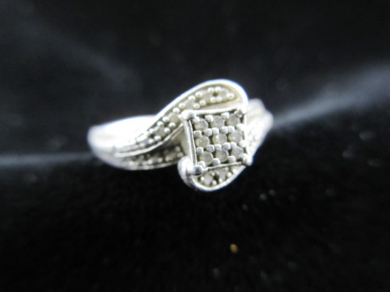 Diamond Gemstone Sterling Silver Ring