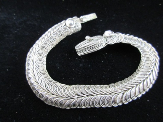 Beautiful Antique Sterling Silver Heavy Bracelet