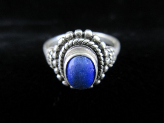 Blue Center Stone Sterling Silver Vintage Ring