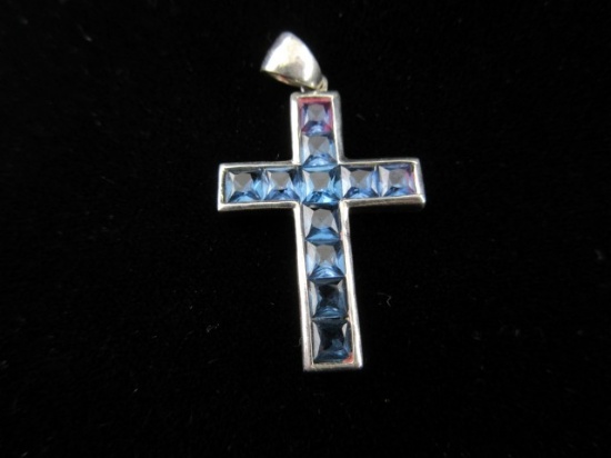 Topaz Gemstone Sterling Silver Cross Pendant