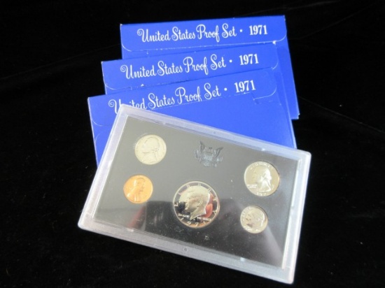 Lot of Three 1971 Proof Sets Times The Money