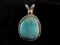 Large Turquoise Stone Sterling Silver Vintage Pendant