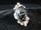 Vintage Black Onyx Scarab Stone Sterling Silver Ring