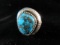 Vintage Native American W J Johnson Turquoise Stone Sterling Silver Ring