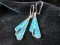 Crushed Turquoise Stone Sterling Silver Mexico Dangle Earrings