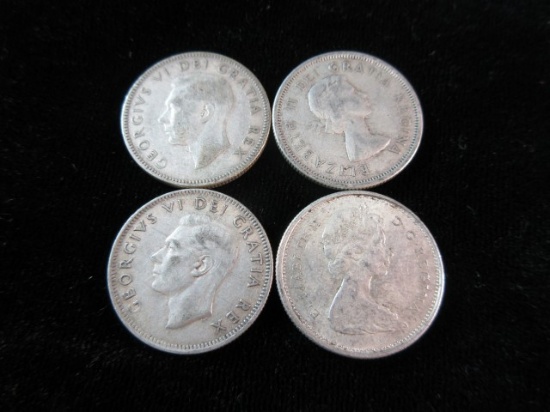 Lot of Four Silver Canada Quarters