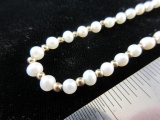 14K Gold Genuine Pearl Necklace