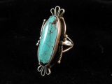 Circle J.W. Sterling Silver Native American Turquoise Stone Ring