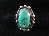 Vintage Turquoise Stone Sterling Silver Native American Ring