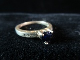 10k White Gold Sapphire Gemstone Ring