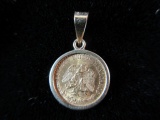 Gold Coin: Dos Peso in 14K Gold Pendant Holder