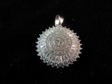 Large Sterling Silver CZ Stone Pendant